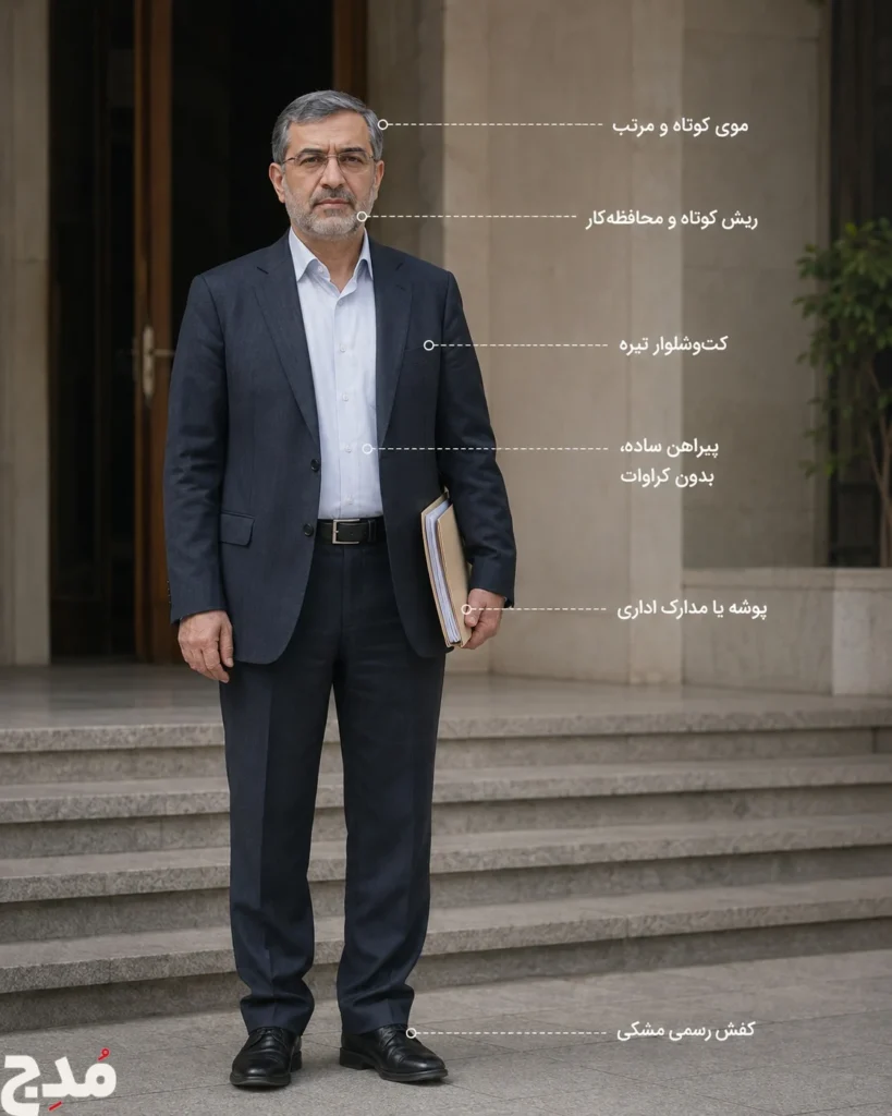 از قبای شاه تا کت روشنفکر؛ معنای لباس در ادبیات فارسی 14 از تاج و قبا در شاهنامه تا خرقهٔ حافظ، کت، چادر و لباس سیاه بوف کور؛ چگونه پوشش در ادبیات فارسی قدرت و هویت را آشکار میکند و به ایران امروز میرسد؟ نمونه تیپیک مدیر دولتی ایرانی